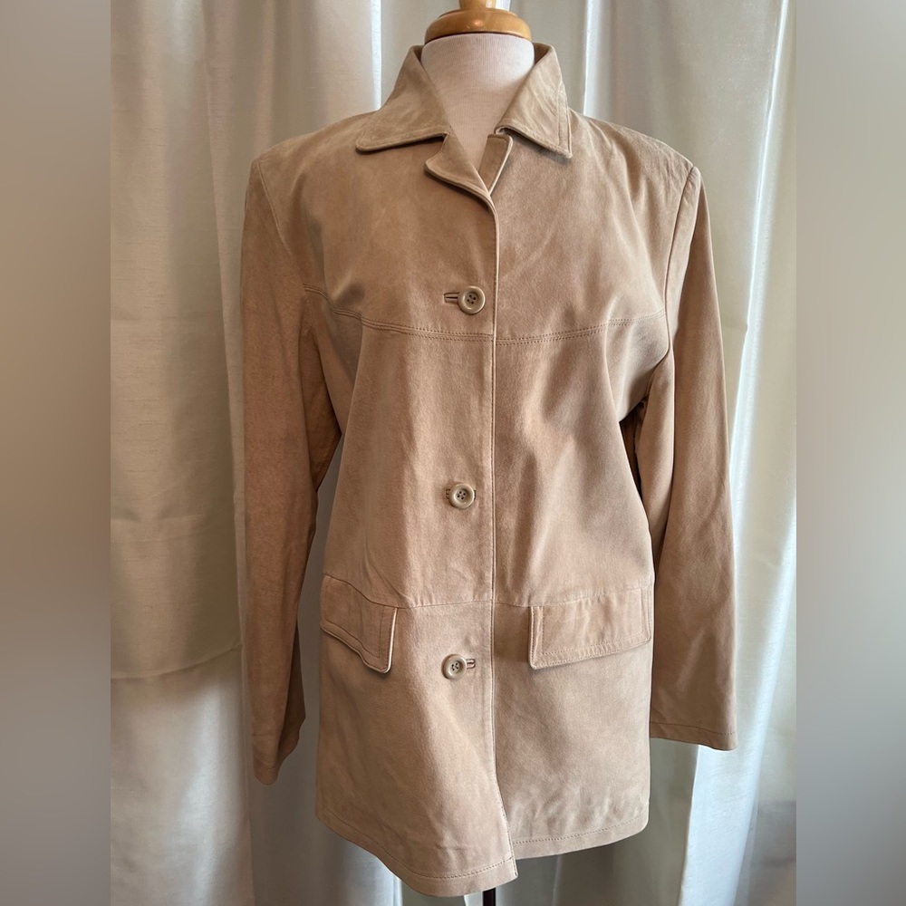 Brown Suede leather washable jacket size Medium